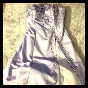Never-worn A-line evening gown, size medium, lilac